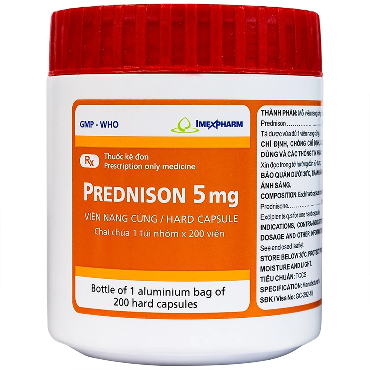 Thuốc Prednison 5mg Imexpharm (Lọ 200 viên) - Long Châu