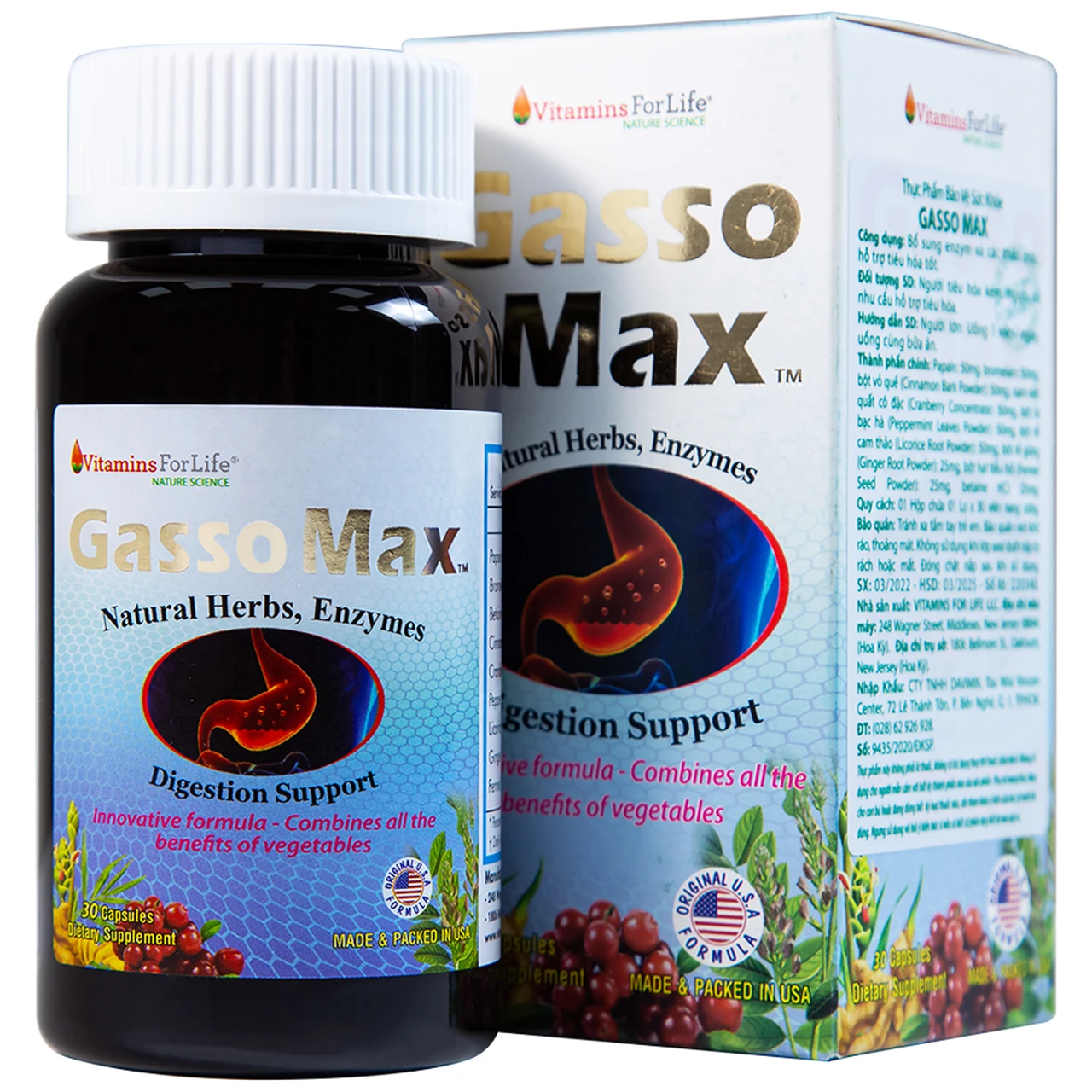 Gasso Max hỗ trợ điều trị viêm loét dạ dày của Mỹ (30 viên)
