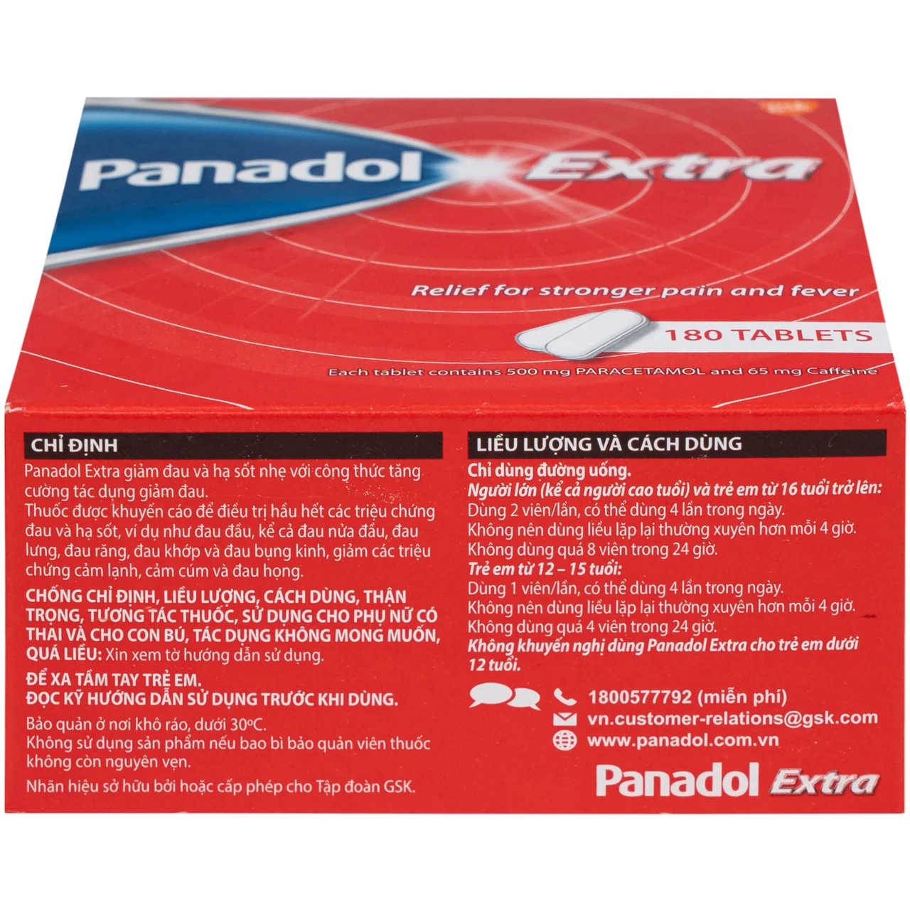 Panadol Extra giảm đau, hạ sốt hiệu quả (15 vỉ x 12 viên)