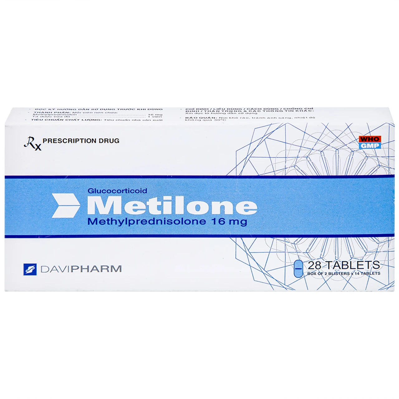 Thuốc Metilone 16mg (Hộp 28 viên) | Trị viêm khớp dạng thấp