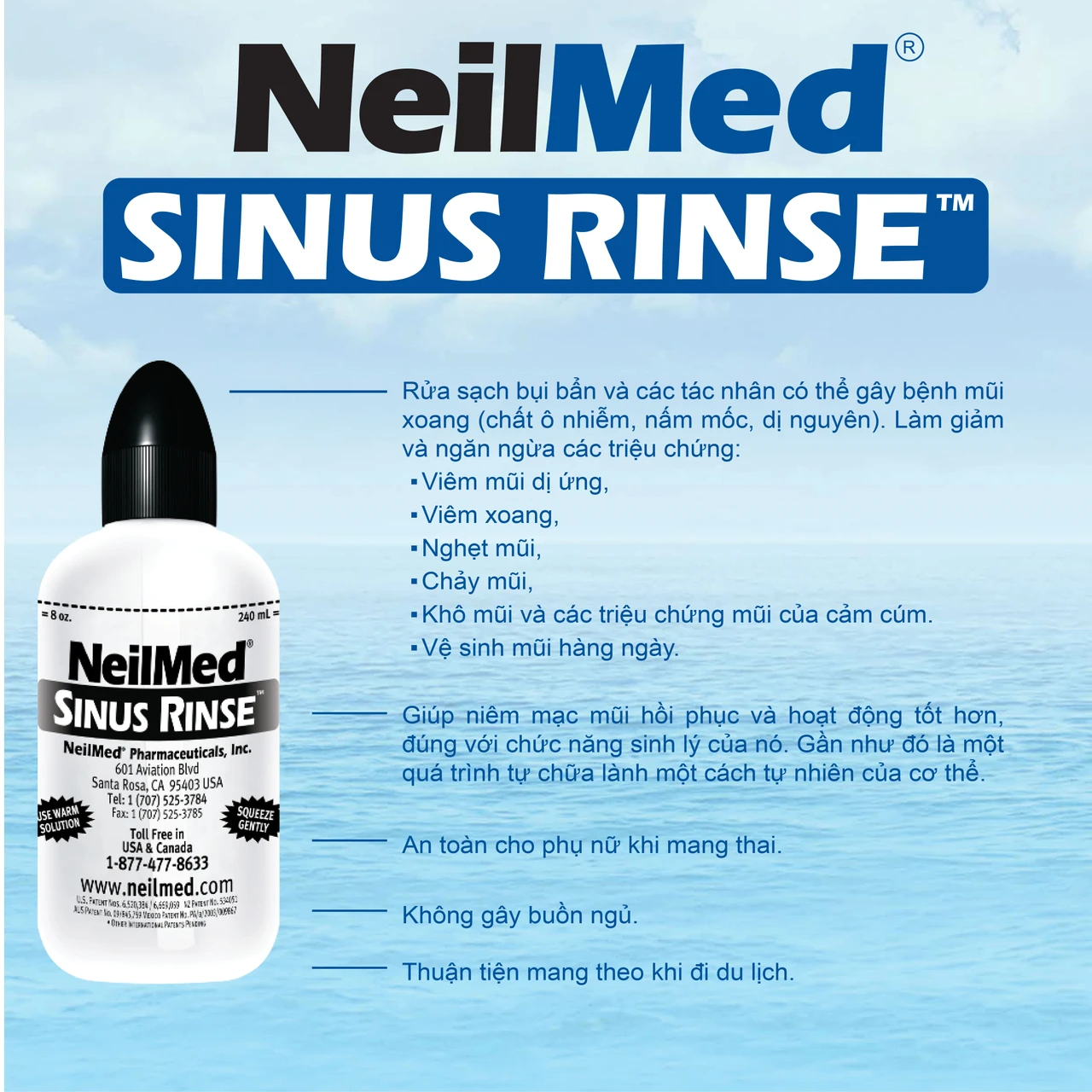 Bình rửa mũi NeilMed Sinus Rinse (1 bình + 10 gói bột)