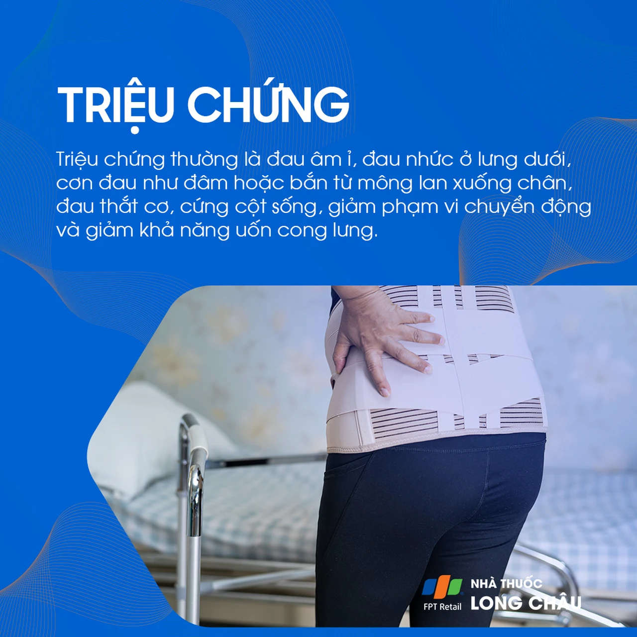 Các triệu chứng của đau lưng rất đa dạng, từ đau âm ỉ, đau nhói lan xuống chân cho đến cứng cột sống và giảm khả năng vận động