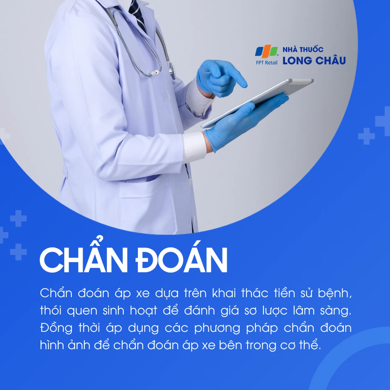Chẩn đoán áp xe dựa trên tiền sử bệnh và thói quen sinh hoạt, kết hợp thăm khám và chẩn đoán hình ảnh