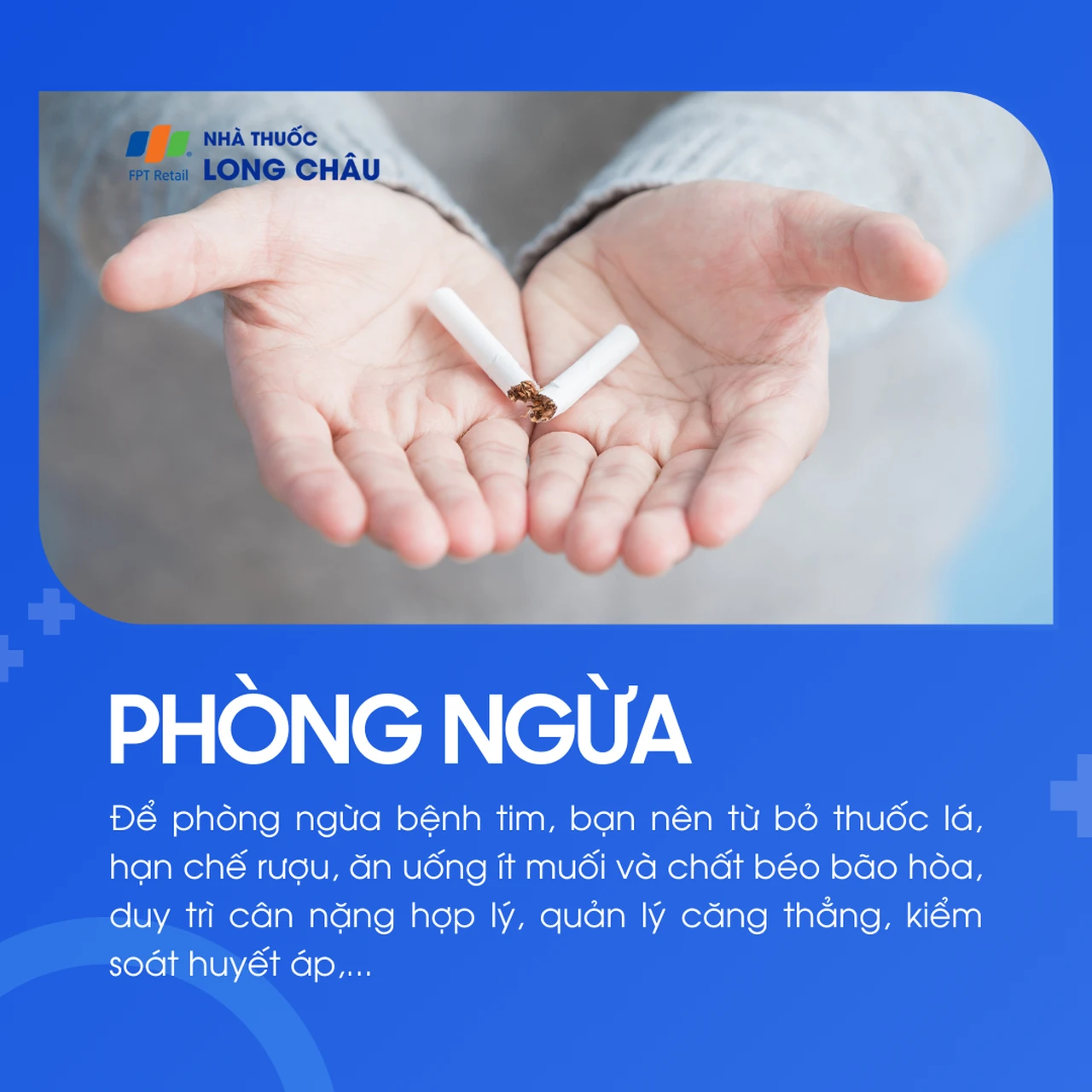 Để phòng ngừa bệnh tim, nên bỏ thuốc lá, hạn chế rượu bia, ăn ít muối và chất béo bão hòa, duy trì cân nặng hợp lý
