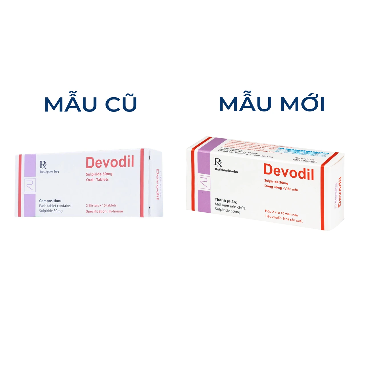 Devodil 50mg trị lo âu, rối loạn hành vi (2 vỉ x 10 viên)