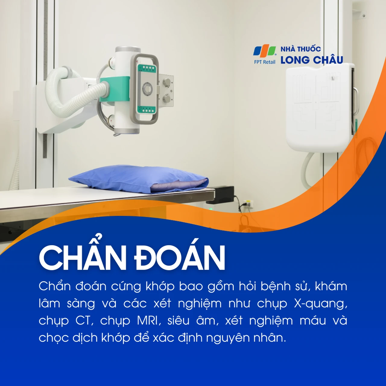 Cứng khớp được chẩn đoán qua khám lâm sàng, chụp X-quang, MRI, xét nghiệm máu