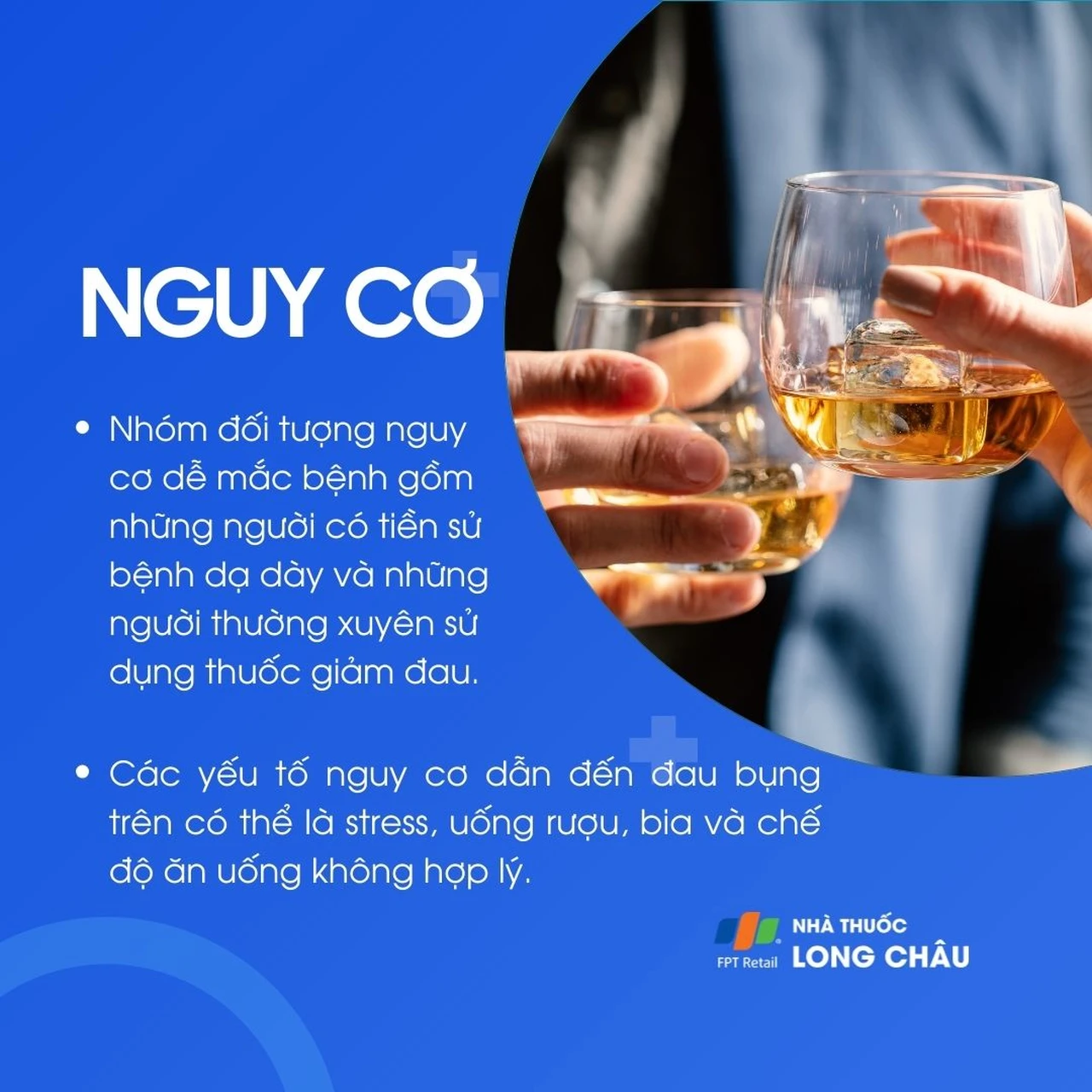Đối tượng nguy cơ cao đau bụng trên: Người có bệnh dạ dày, uống rượu, stress, dùng thuốc giảm đau kéo dài.