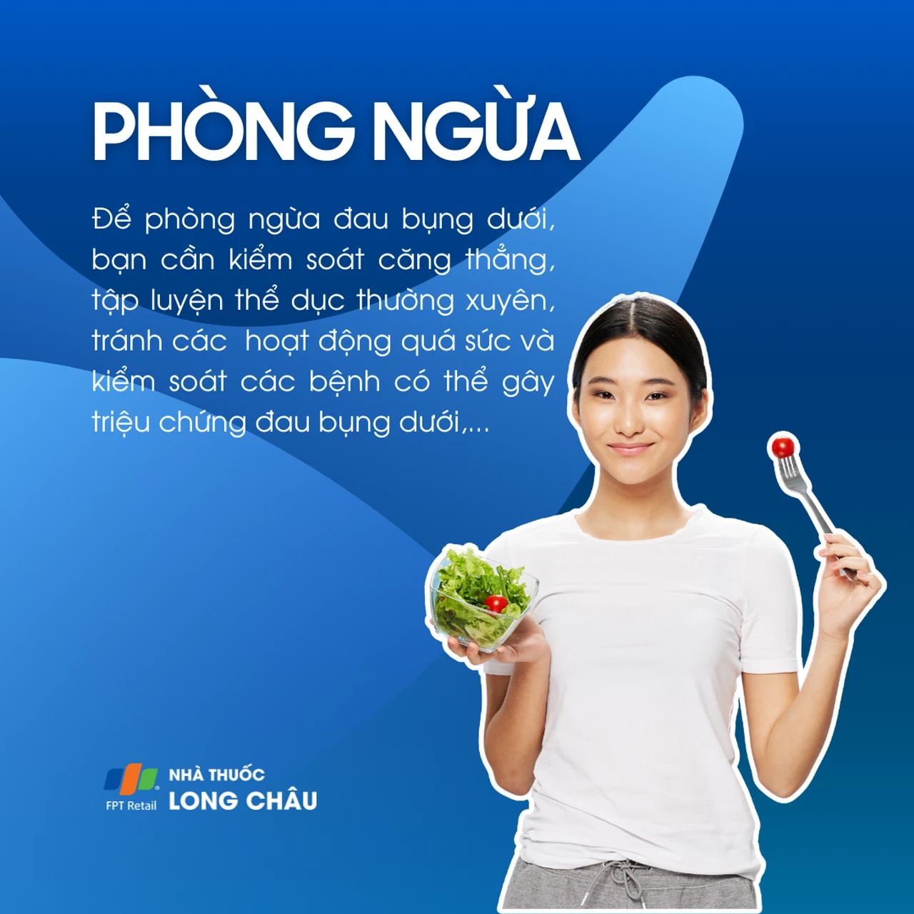 Phòng ngừa đau bụng dưới bằng chế độ ăn lành mạnh, kiểm soát căng thẳng và tập luyện