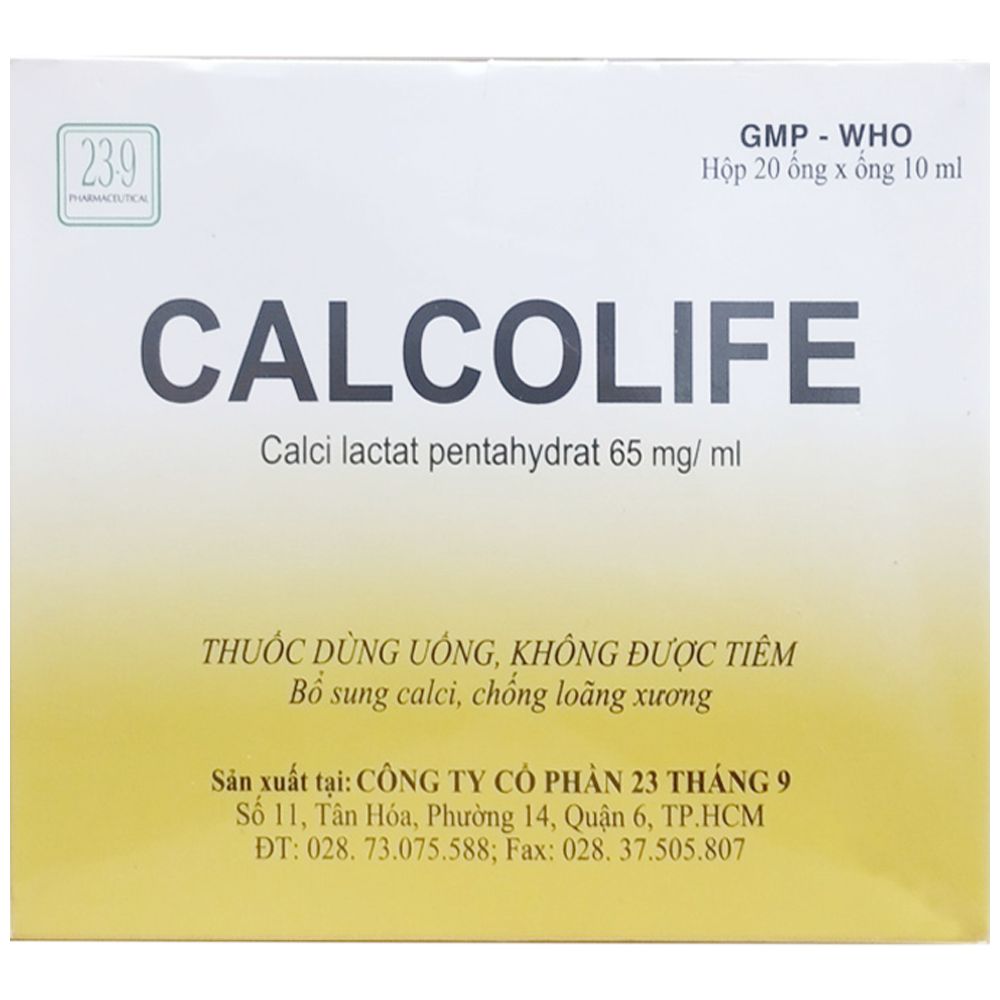 Hình ảnh Dung dịch uống Calcolife 65mg/ml điều trị thiếu hụt canxi (20 ống x 10ml)