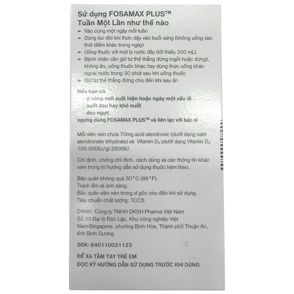 Hình ảnh Thuốc Fosamax Plus 70mg/2800IU Organon điều trị loãng xương sau mãn kinh ở phụ nữ (1 vỉ x 4 viên)