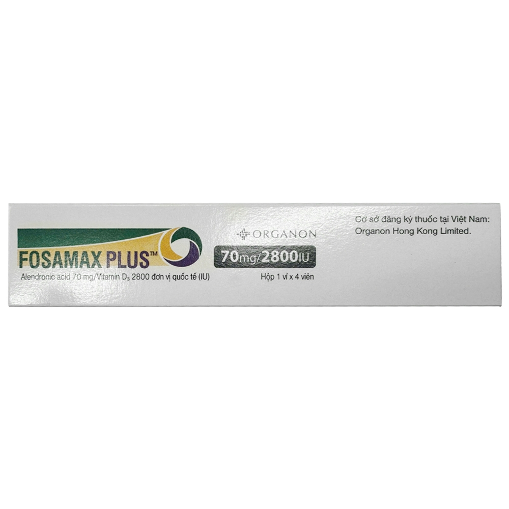 Hình ảnh Thuốc Fosamax Plus 70mg/2800IU Organon điều trị loãng xương sau mãn kinh ở phụ nữ (1 vỉ x 4 viên)