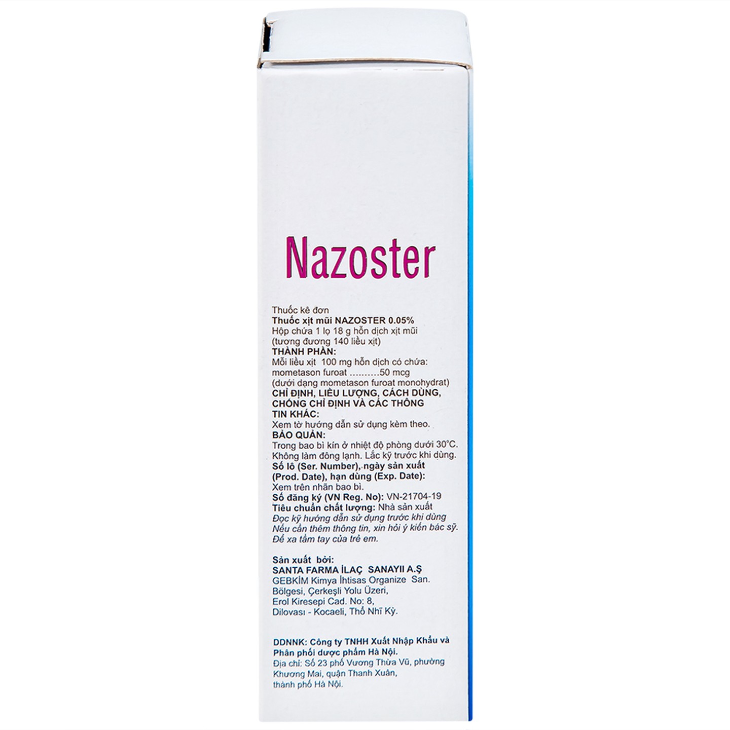 Thuốc xịt mũi Nazoster 0.05% Nasal Spray điều trị viêm mũi