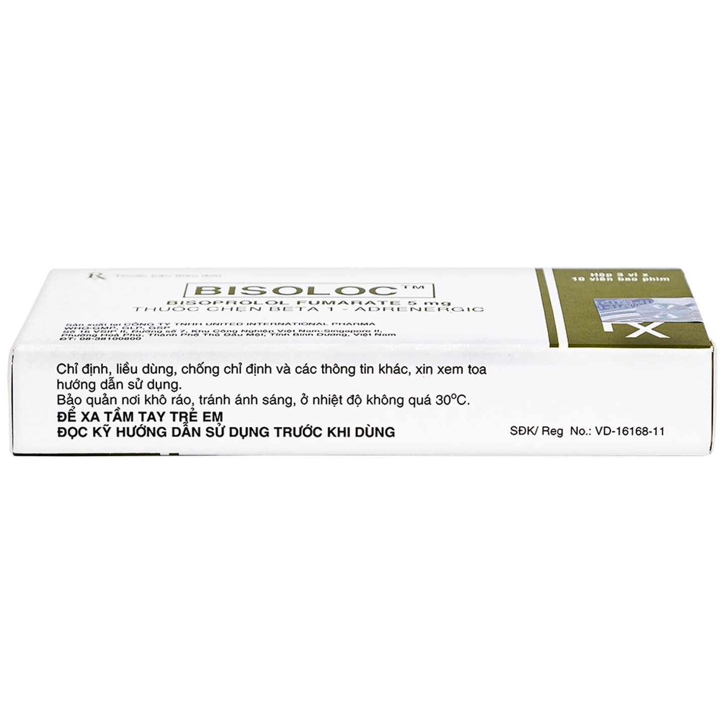 Bisoloc 5mg United: Thuốc trị tăng huyết áp (3 vỉ x 10 viên)