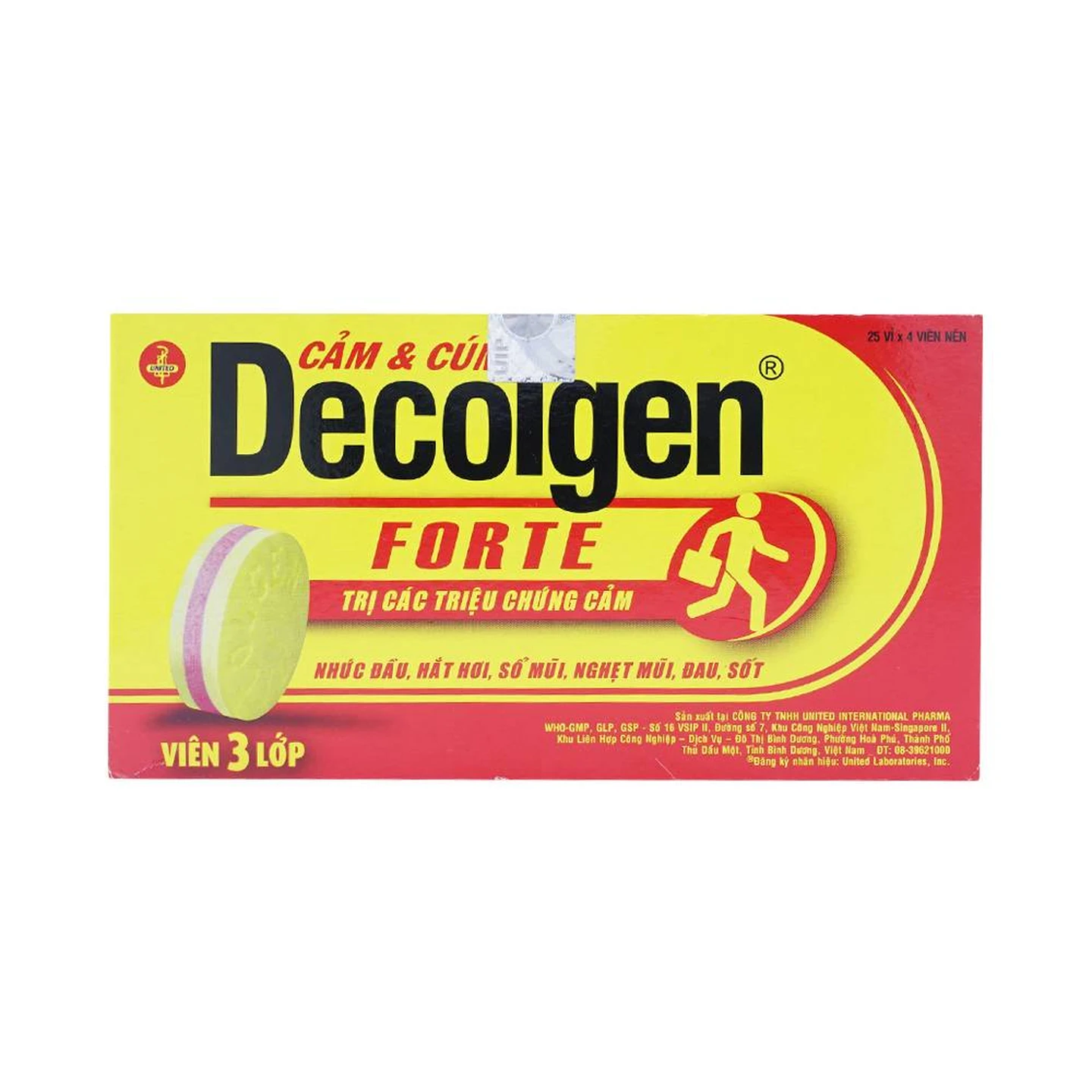 Decolgen Forte trị cảm cúm, nhức đầu, sổ mũi (25 vỉ x 4 viên)
