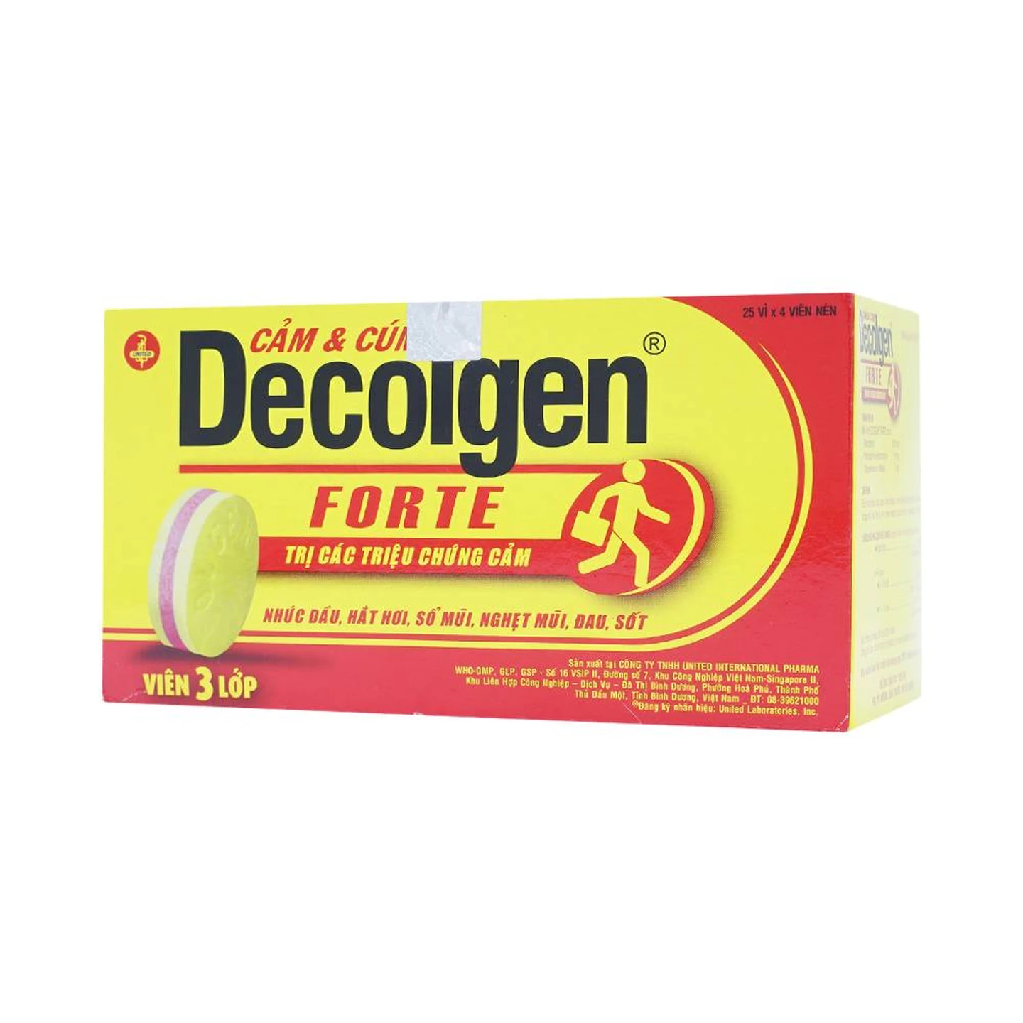 Decolgen Forte trị cảm cúm, nhức đầu, sổ mũi (25 vỉ x 4 viên)
