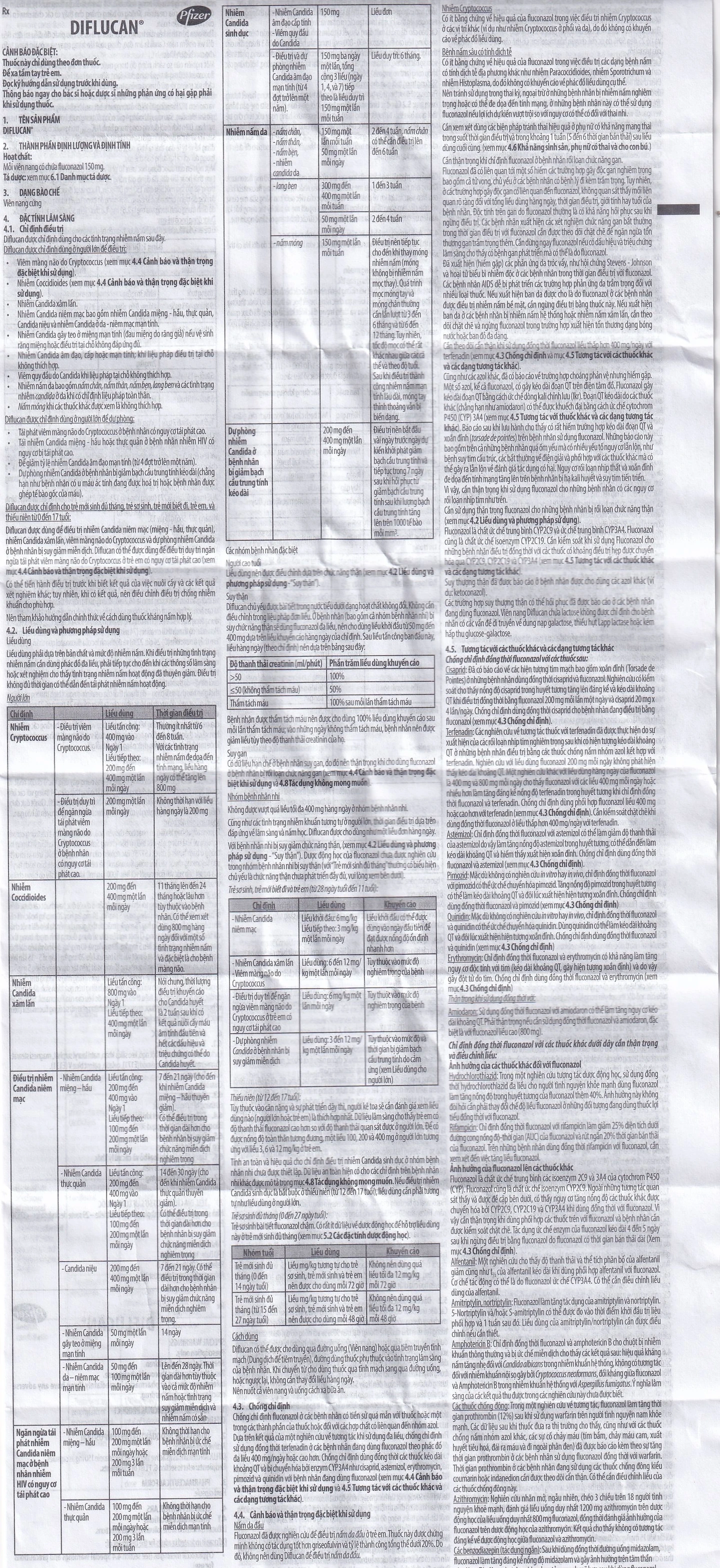 Diflucan 150mg Pfizer thuốc trị các bệnh nhiễm nấm (1 viên)