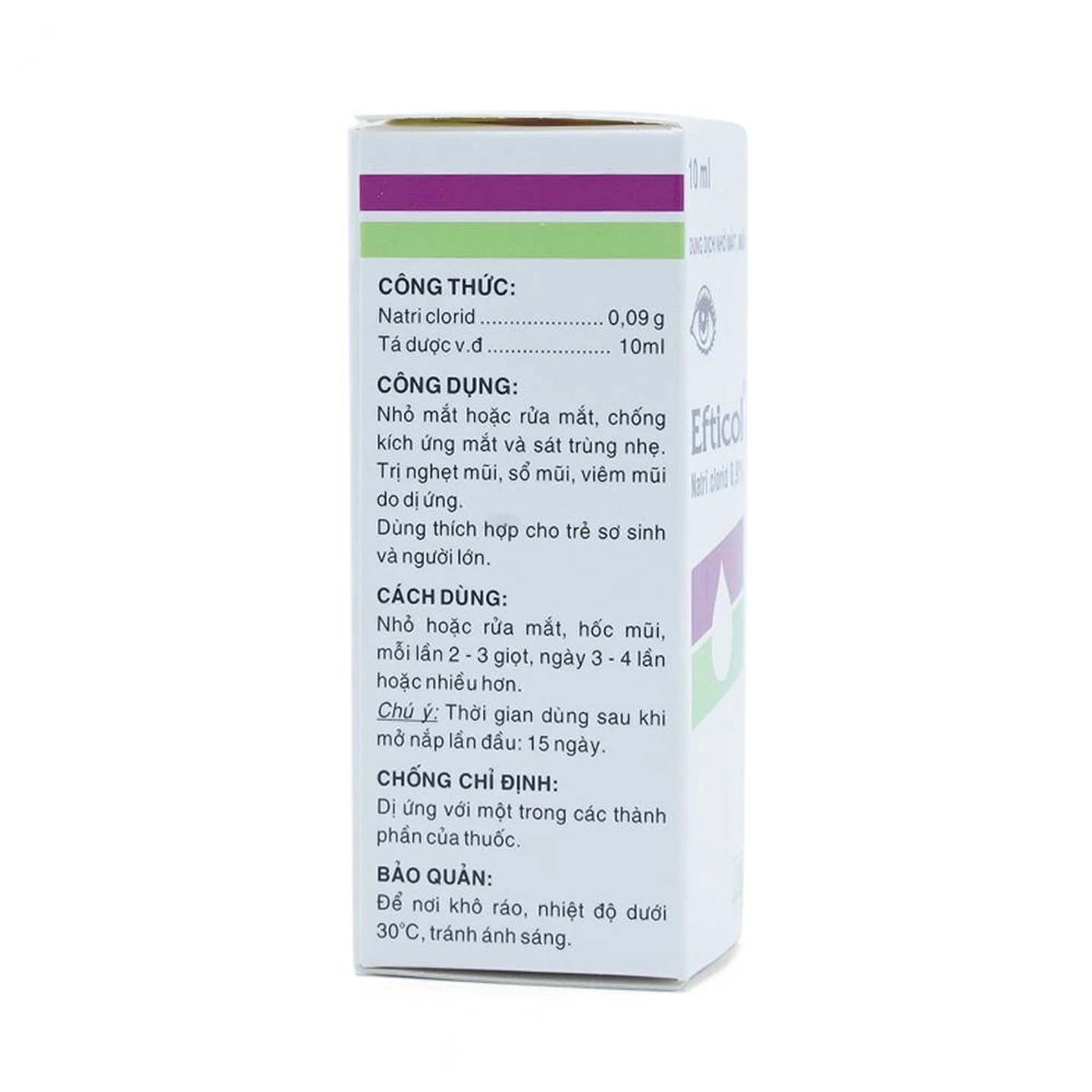 Efticol Natri clorid 0.9% rửa mắt, rửa mũi hiệu quả