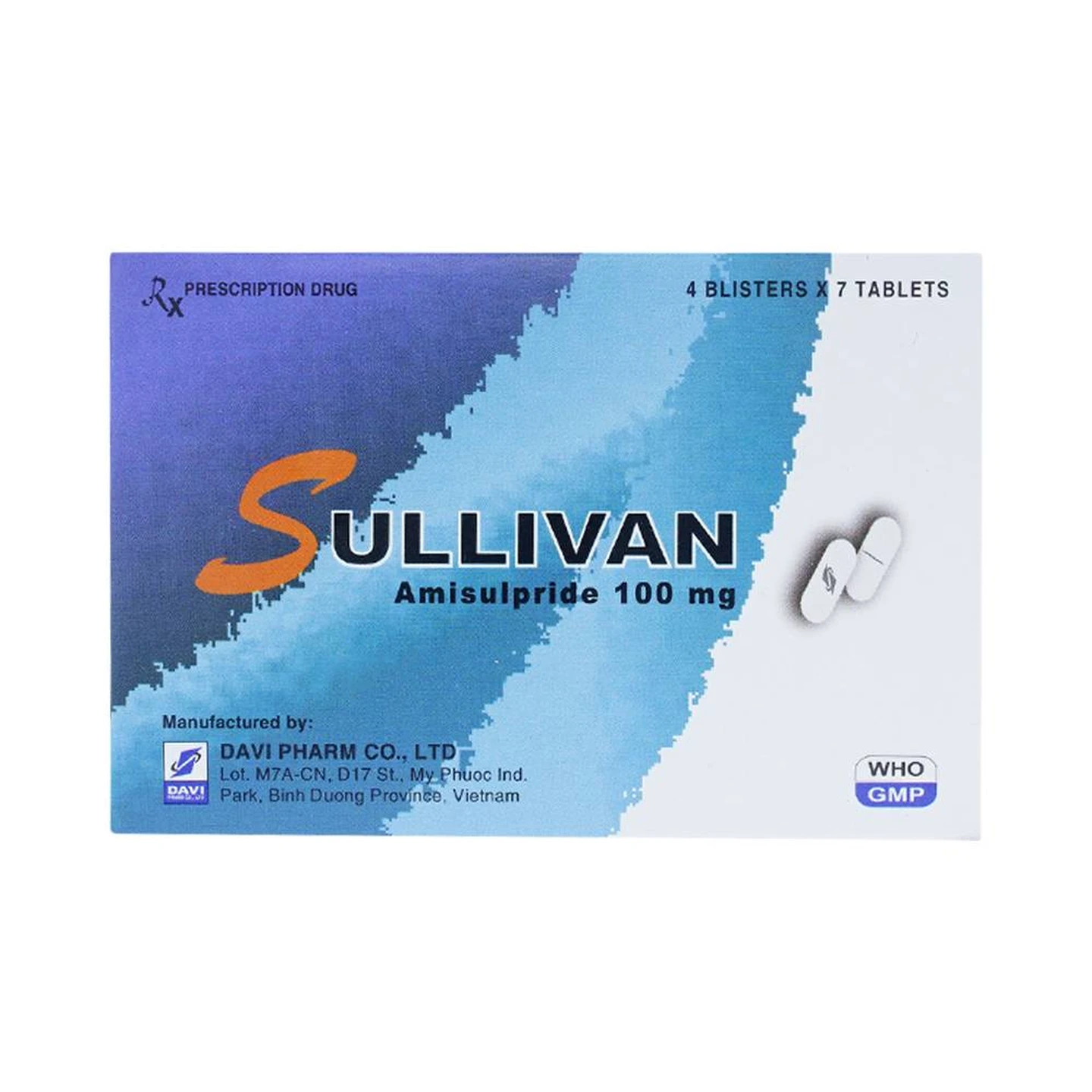 Sullivan 100mg điều trị tâm thần phân liệt cấp, mạn tính (28 viên)
