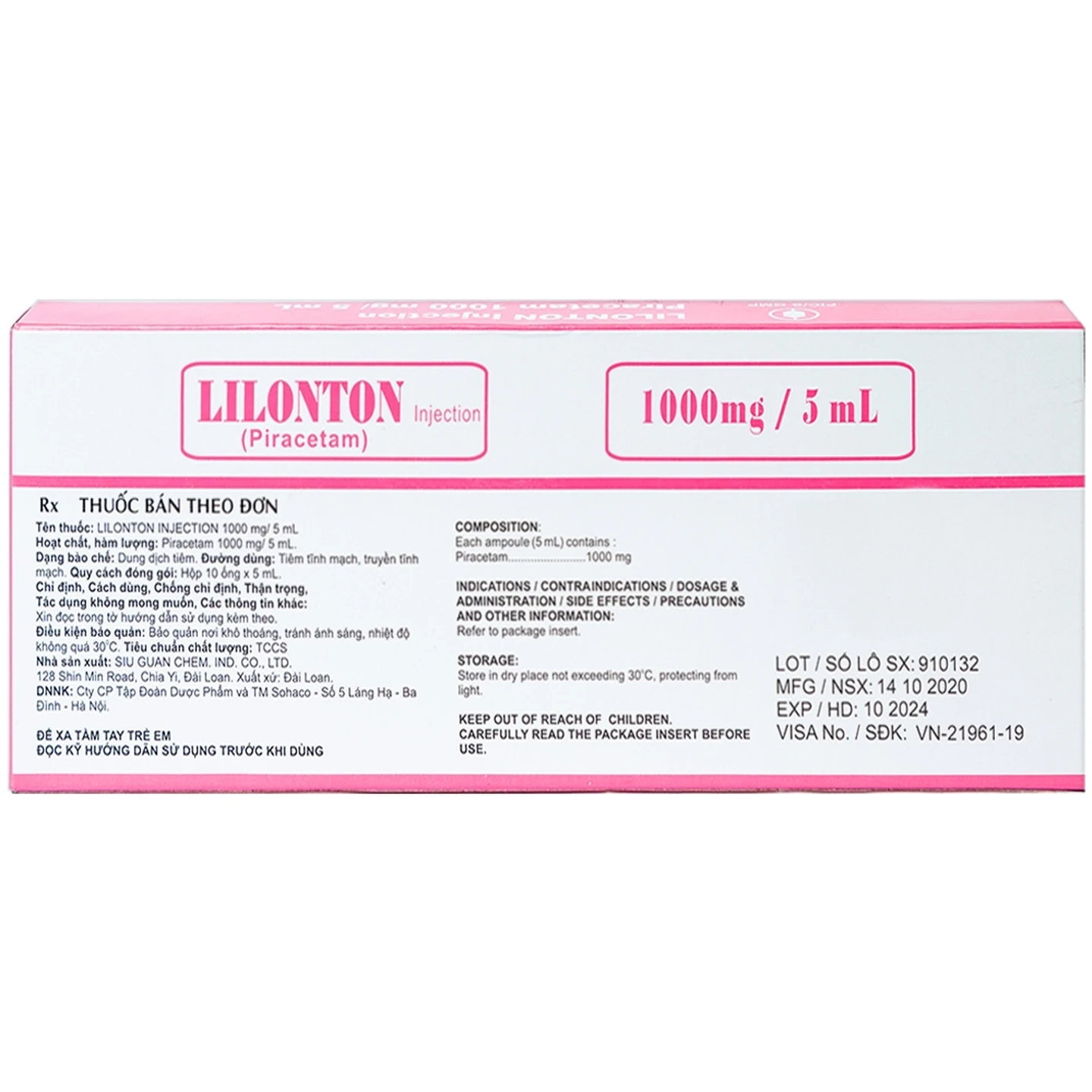 Thuốc Lilonton 1000mg/5ml điều trị hội chứng tâm thần (10 ống)
