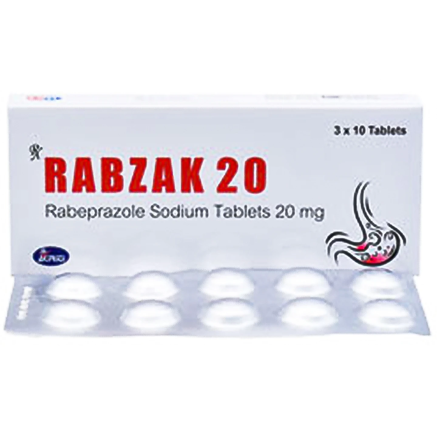 Thuốc Rabzak 20 Akriti điều trị trào ngược dạ dày, thực quản (3 vỉ x 10 ...