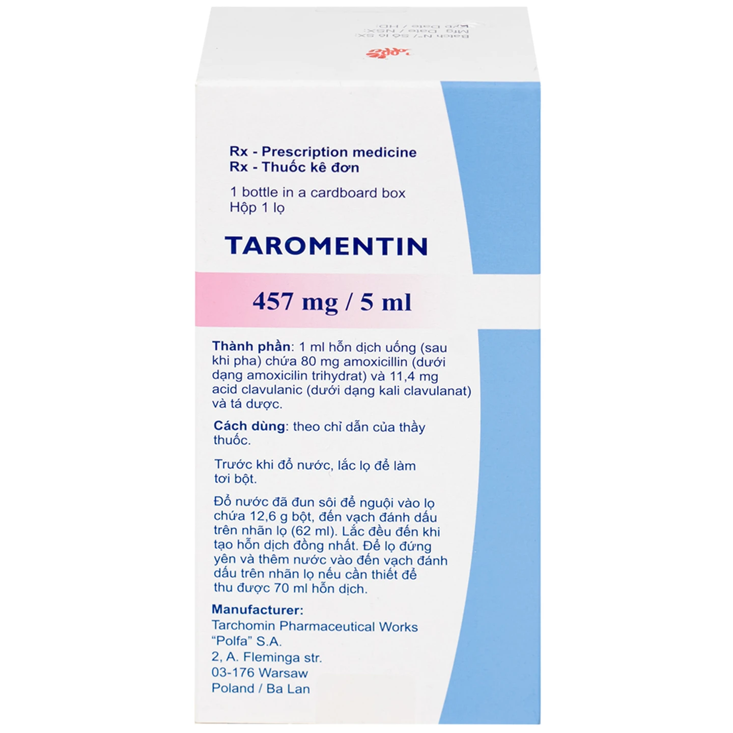 Bột Taromentin 457mg/5ml trị nhiễm trùng viêm xoang, tai giữa