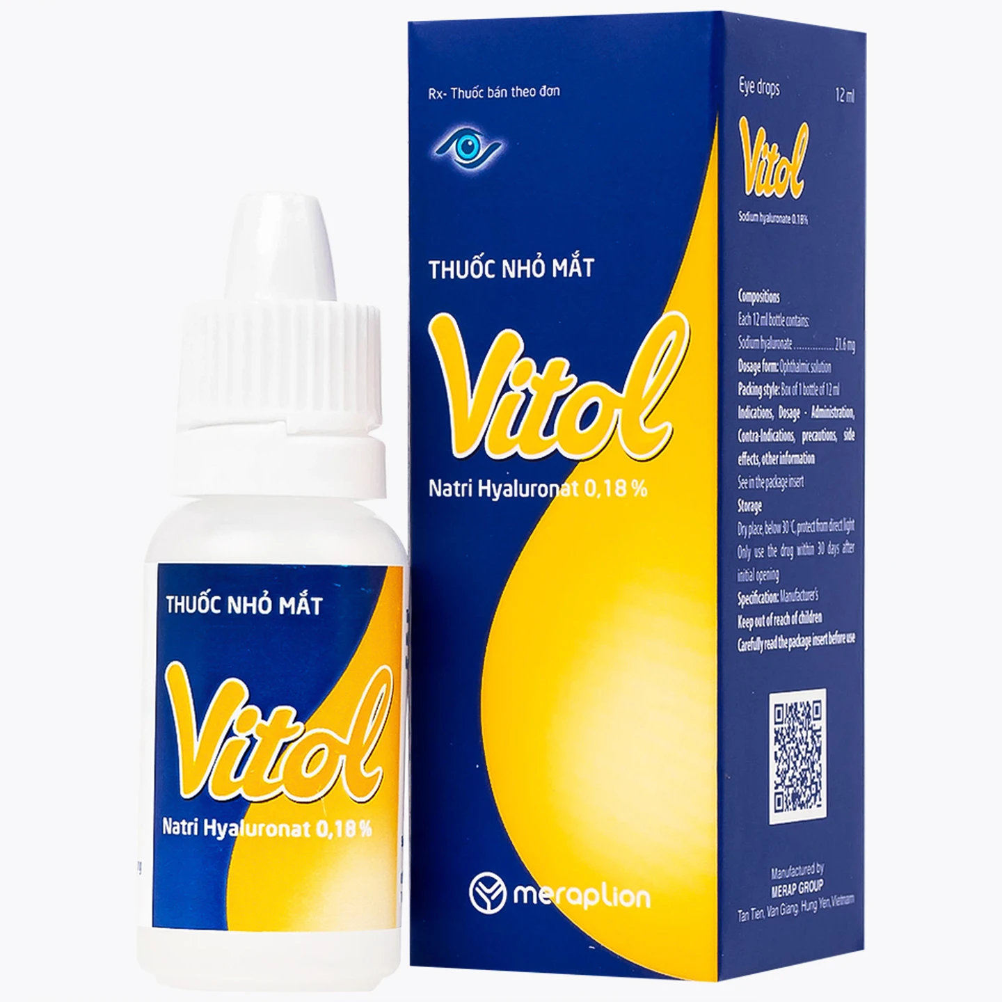 Thuốc nhỏ mắt Vitol 12ml Merap dùng cho các tình trạng khô mắt - Nhà ...