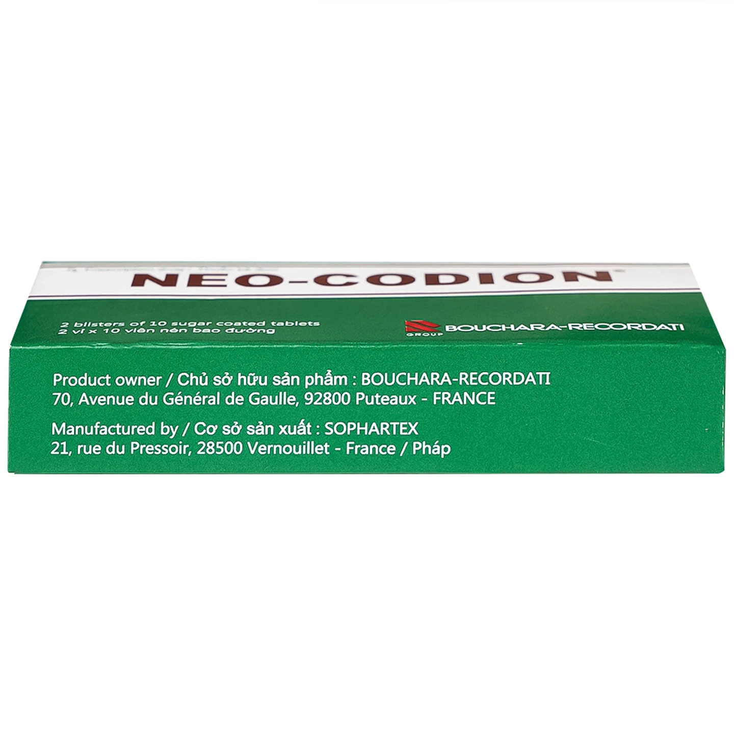Neo-Codion Pháp trị ho do kích ứng, ho khan (2 vỉ x 10 viên)