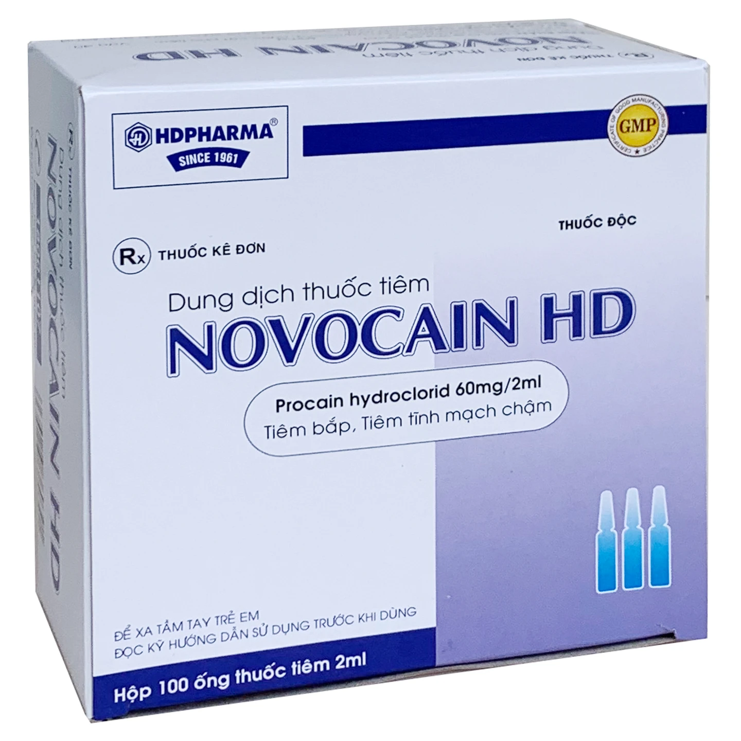 Thuốc tiêm Novocain 3% có tác dụng gây tê tại chỗ (100 ống x 2ml)