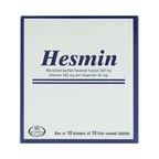 Thuốc Hesmin 500mg Glomed điều trị các triệu chứng và dấu hiệu của suy tĩnh mạch và bệnh trĩ (10 vỉ x 10 viên)