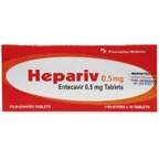 Thuốc Hepariv 0.5mg điều trị nhiễm virus viêm gan B mạn tính (3 vỉ x 10 viên)