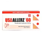 Thuốc Usaallerz 60 Ampharco USA điều trị viêm mũi dị ứng, mày đay mạn tính vô căn (10 vỉ x 10 viên)