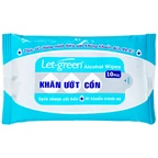 Khăn giấy ướt cồn Let-Green làm sạch, kháng khuẩn và giữ vệ sinh (10 miếng)
