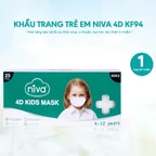 Khẩu trang trẻ em 4 lớp Niva 4D Kids (25 cái) thoáng khí, ngăn chặn vi khuẩn, giọt bắn