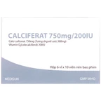 Thuốc Calciferat 750mg/200iu Medisun phòng và điều trị loãng xương, thiếu hụt calci và vitamin D (6 vỉ x 10 viên)