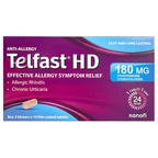 Thuốc chống dị ứng Telfast HD 180mg Sanofi giảm triệu chứng viêm mũi dị ứng, mày đay vô căn mạn tính (3 vỉ x 10 viên)
