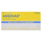 Thuốc Assovas 10mg Assopharma điều trị tăng cholesterol máu nguyên phát (3 vỉ x 10 viên)