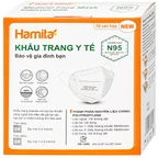 Khẩu trang Hamita N95 màu trắng (10 cái) ngăn khói bụi, vi khuẩn và giọt bắn