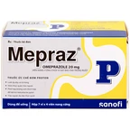 Viên nang cứng Mepraz 20mg Sanofi điều trị loét dạ dày tá tràng, viêm thực quản trào ngược (7 vỉ x 4 viên)