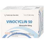 Thuốc Vinocyclin 50 Medisun điều trị mụn trứng cá, nhiễm trùng đường hô hấp (3 vỉ x 10 viên)