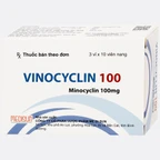 Thuốc Vinocyclin 100 Medisun điều trị mụn trứng cá, nhiễm trùng đường hô hấp (3 vỉ x 10 viên)