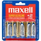 Pin kiềm Maxell super alkaline AA LR6(GD) (vỉ 6 viên) dùng cho các thiết bị điện tử