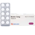 Thuốc Biotin 5mg Mediplantex điều trị thiếu hụt biotin (2 vỉ x 10 viên)