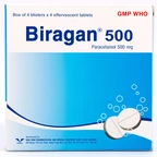 Viên sủi Biragan 500 Bidiphar hạ sốt, giảm đau trong cảm lạnh, cảm cúm, đau đầu (4 vỉ x 4 viên)
