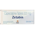 Thuốc Zetabin 500mg Sun Pharma điều trị ung thư đại tràng, ung thư vú, ung thư dạ dày (10 vỉ x 10 viên)