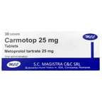 Thuốc Carmotop 25mg Magistra C&C điều trị tăng huyết áp, đau thắt ngực (3 vỉ x 10 viên)