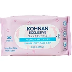 Khăn giấy ướt Kohnan hương dịu nhẹ, không cồn, không parapen (gói 20 tờ)