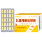 Thuốc Clorpheniramin 4mg Khapharco điều trị triệu chứng viêm mũi dị ứng theo mùa, quanh năm và mày đay (10 vỉ x 20 viên)