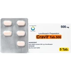Thuốc Cravit Tab 500mg Daiichi-Sankyo điều trị nhiễm khuẩn nhẹ, trung bình và nghiêm trọng do các chủng nhạy của các vi sinh vật (1 vỉ x 5 viên)