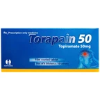 Thuốc Torapain 50mg HQ Pharma Điều trị động kinh cục bộ, dự phòng đau nửa đầu (6 vỉ x 10 viên)