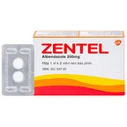 Thuốc Zentel Albendazole 200mg GSK điều trị các loại giun đường ruột nhạy cảm (1 vỉ x 2 viên)